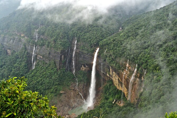 Nohkalikai waterfall in full flow in Cherrapunji